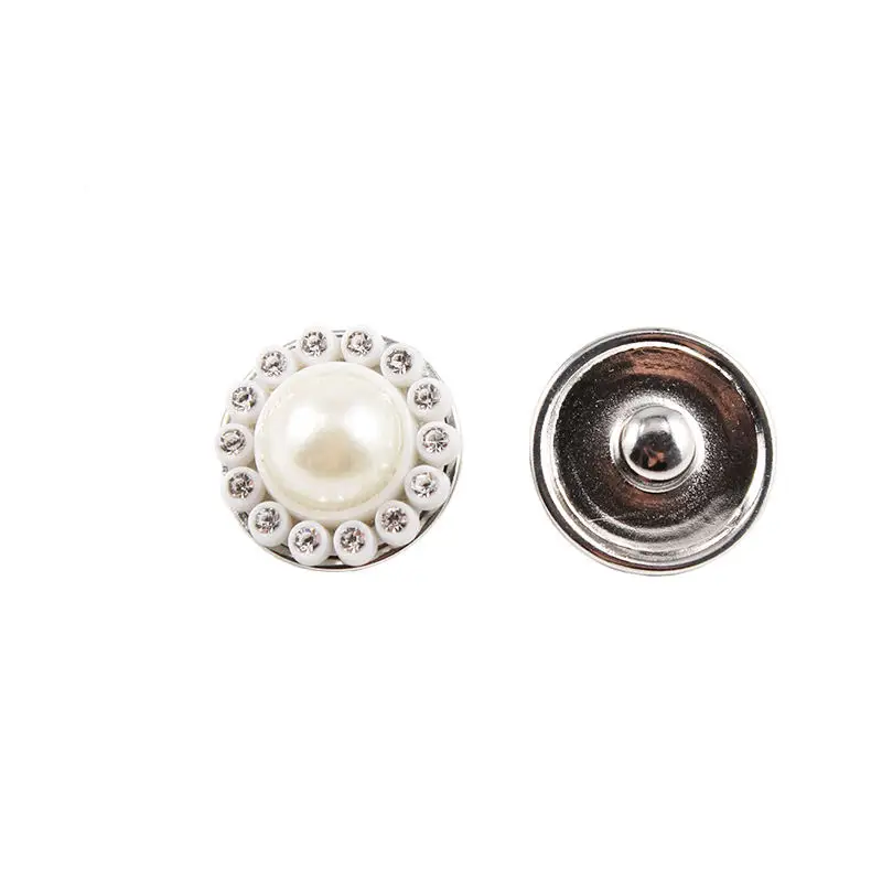 20pcs/lot Crystal Pearl Snap Buttons 18MM Snap Button Jewelry Fit 18mm