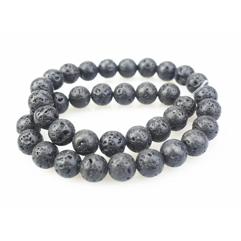 4-12mm Natural Black Volcano Lava Rock Stone Gemstone Round Loose Beads For Bracelet Necklace Earrings Jewelry Making HK019 Jewelry Findings