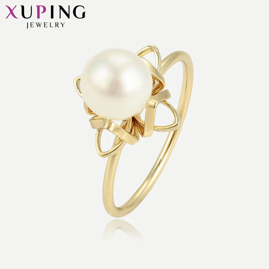 

Xuping Elegant Rings for Women Imitation Pearl Light Yellow Gold Color Jewelry Popular Design Christmas Party Gifts S165.3-15390