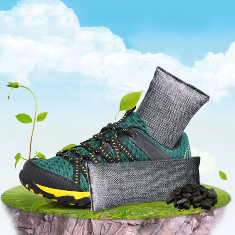 1 пара мини натуральный очиститель воздуха льняные мешочки бамбуковые темно-серый для обуви заглушка запах обуви дезодорант для обуви сухой дезодорант