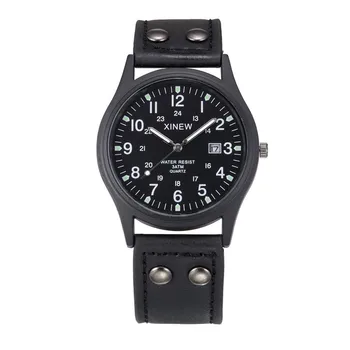 

Hot Top Quality Men's Fashion Military Army Stainless Steel Sport Leather Strap Analog Date Quartz Male Wrist Watch