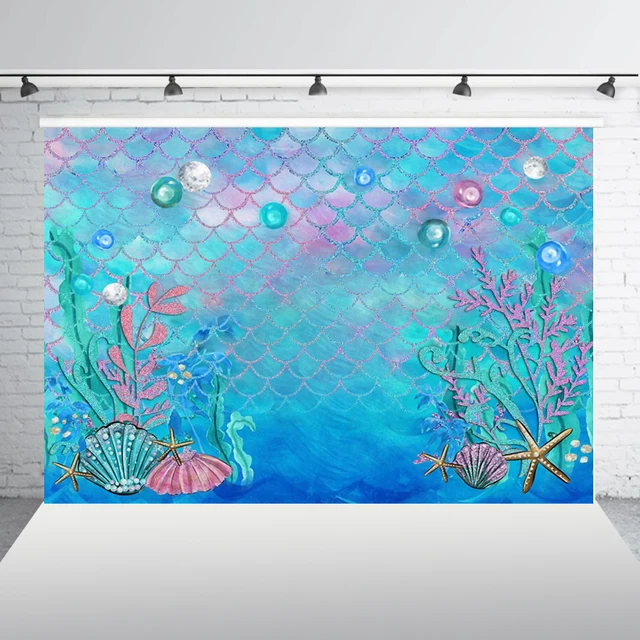 Photography Backdrop Mermaid Scales Glare Birthday Banner Photo Studio Booth Background Newborn Baby Shower Photocall W-597