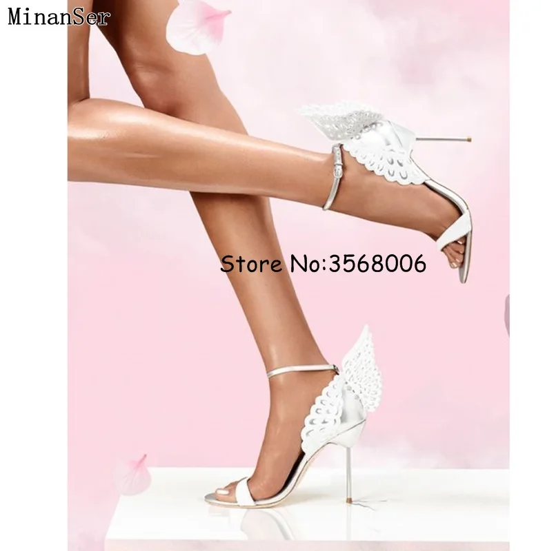 evangeline angel wing sandal cut outs butterfly buckle sandals wedding shoes