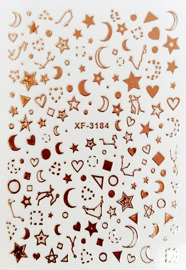 Ногтевая декоративная наклейка Луна Звезда Роза Золотая наклейка на ногти задняя пленка для переноса клея маникюр Дизайн ногтей аксессуары наклейка - Цвет: XF3184