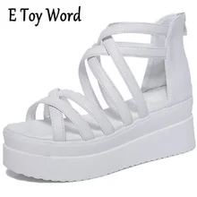 

Students in the summer of 2018 platform sandals women flat flat with thick bottom Bohemia contracted white comfortable shoes