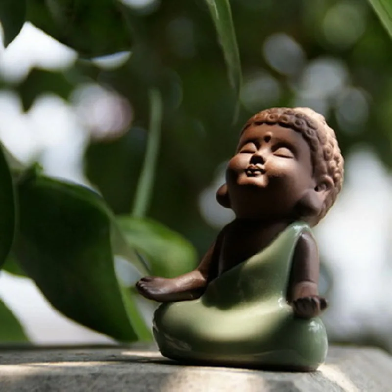 

Ceramic Small Buddha Ornaments Creative Bonsai Platter Cute Q Small Buddha Home Decor Tea Pet Furnishing Articles China's gift