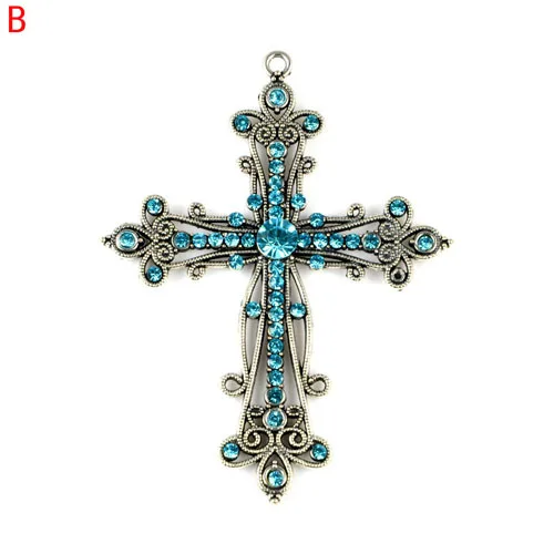 

Rhinestones metal Jesus Cross charm pendant jewelry,5 colors available,P777
