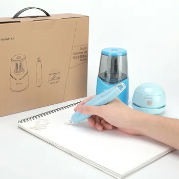 

Tenwin Kawaii Electric Pencil Sharpeners Erasers Vacuum Cleaner Stationery Set For Kids Painting Drawing Office School Supplies