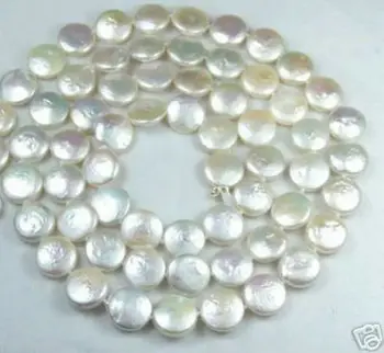 

Women Gift word Love women Fashion Jewelry wholesale 12MM White Coin Pearl Jewelry Gorgeous Necklace 30" AA