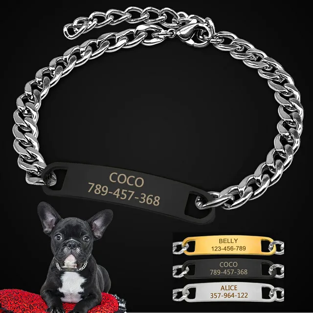 Pet Dog Chain Choke Collar Personalized DogTraining Collars Engraved