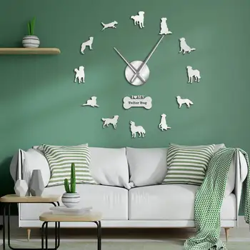 

Toller Dog Giant DIY Wall Clock Nova Scotia Duck Tolling Retriever Dog Breed Self Adhesive 3D DIY Wall Watch With Mirror Surface
