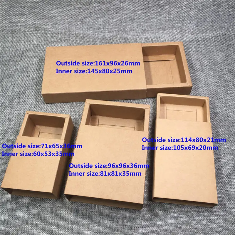 

50Pcs/Lot Retro Vintage Multi Size Paperboard Kraft Paper Drawer Box For Baking Cookies Chocolate Storage Container Boxes Case