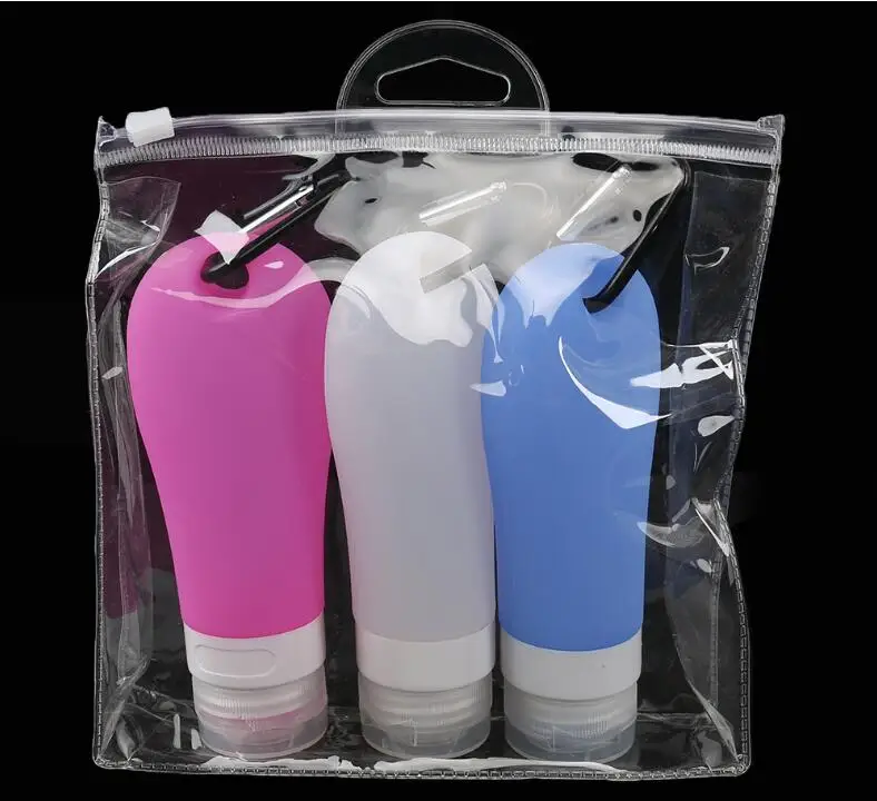 3 قطعة/المجموعة السفر زجاجة المياه زجاجة من السيليكون شامبو استحمام هلام الفرعية تعبئة أنبوب كيت فارغة سيليكون التعبئة قوارير
