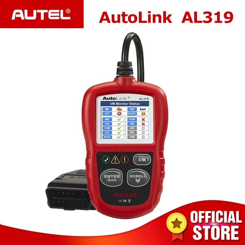 

3PCS Autel AutoLink AL319 CAN OBD2 Scanner Auto Diagnostic Tool OBD 2 Code Reader OBDII Car Diagnostics AL 319 One-Click I/M