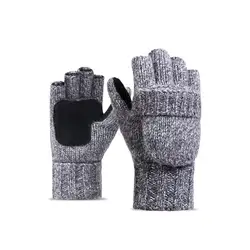 1 пара Для мужчин и Для женщин осень-зима открытый вязаный толстый теплый для вождения и верховой езды половина пальцев перчатки флип Magic