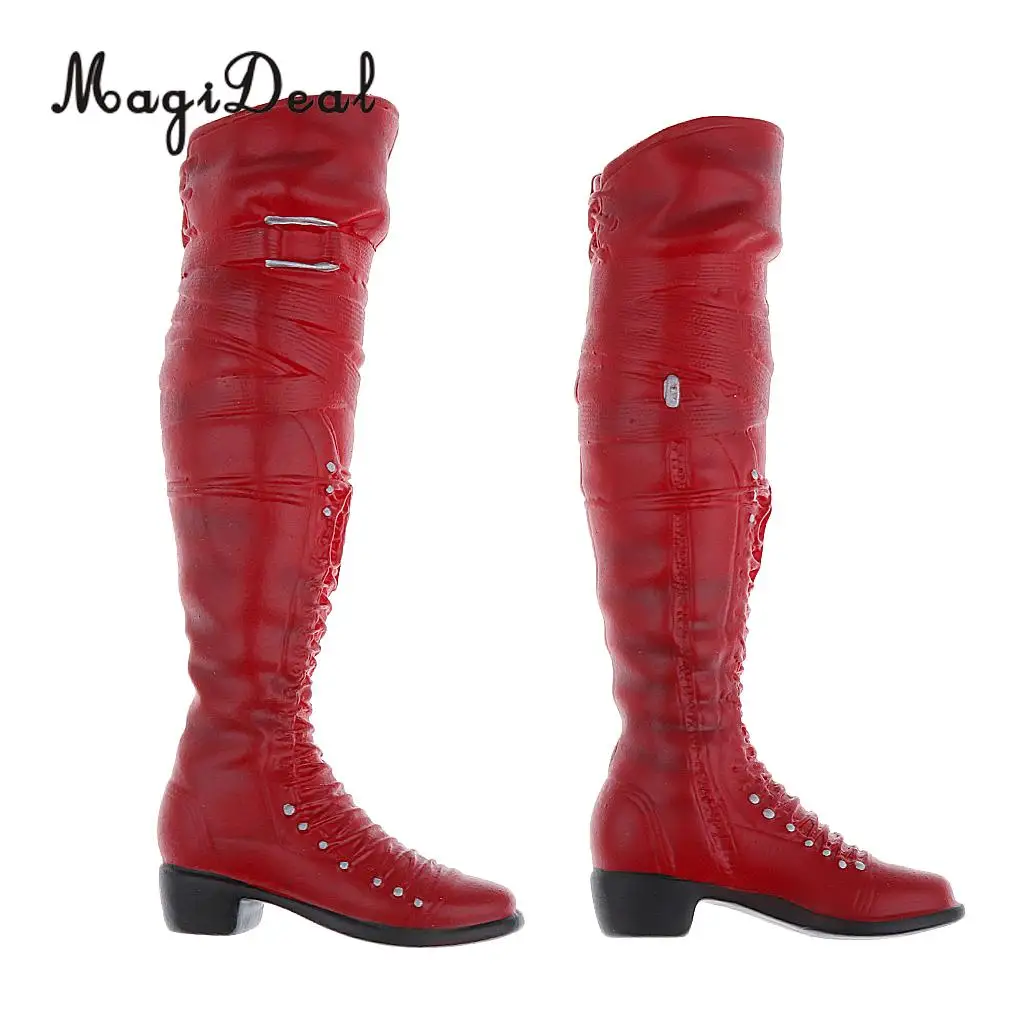 MagiDeal 1Pair 1/6 Lace Up Rubber Mid-Calf Knee High Boots Shoes for 12 Inch Female Figure Body   Models Acc Best Gift
