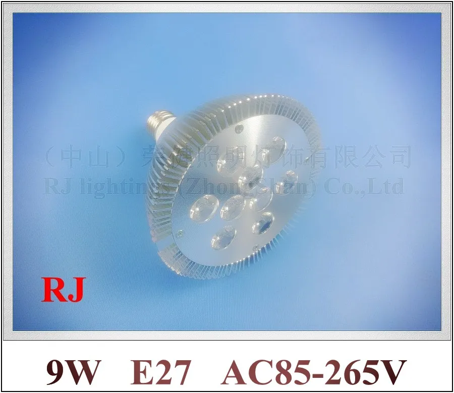 Torno de perfil de aluminio LED spot luz lámpara bombilla LED luz par parlight E27 AC85-265V 9LED 9 W 720lm 2 año garantía