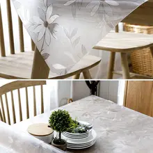 Белые цветы 1,5 мм ПВХ прозрачное мягкое стекло покрытие стола протектор прямоугольник стол коврик настольная скатерть