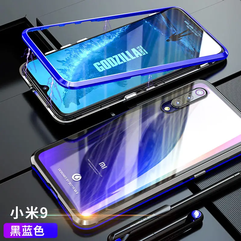 Роскошный чехол на магните откидной металлический чехол-бампер для телефона для Xiaomi Mi 9 противоударные Чехлы закаленное Стекло для Xiaomi Mi 9 se защитной крышкой для задней панели