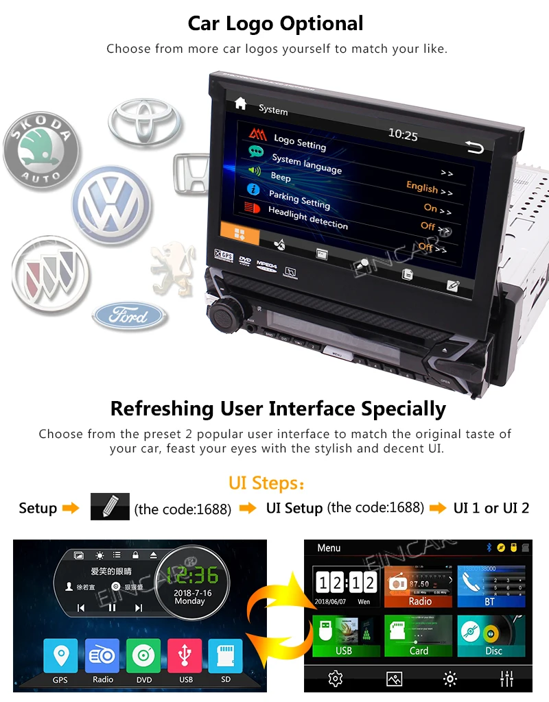 Flash Deal 7 inch Single Din Car GPS Navigation DVD Player HD Retractable Touch Screen Car Stereo in Dash Navigation FM/AM Radio Steering W 5