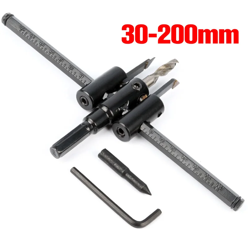 30 200mm Adjustable Wood Drywall Circle Hole Drill Cutter Bit Saw