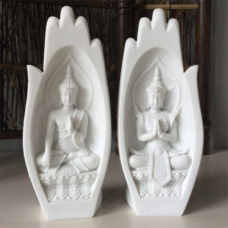

2Pcs Buddha Statue Hands Sculptures Monk Figurine Tathagata India Yoga Fengshui Home Decoration Accessories Dropshipping