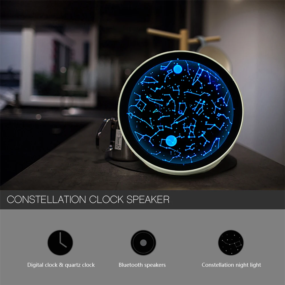 Креативные Часы с созвездием Динамик светодиодный ночной Светильник цифровой Дисплей времени с Bluetooth Динамик часы