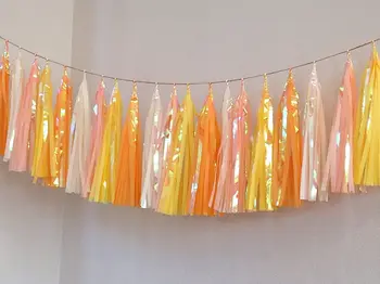 

10ft Pineapple iridescent tassel garland kit of 18 Tassel(54sheets), providing you with the best value 1108