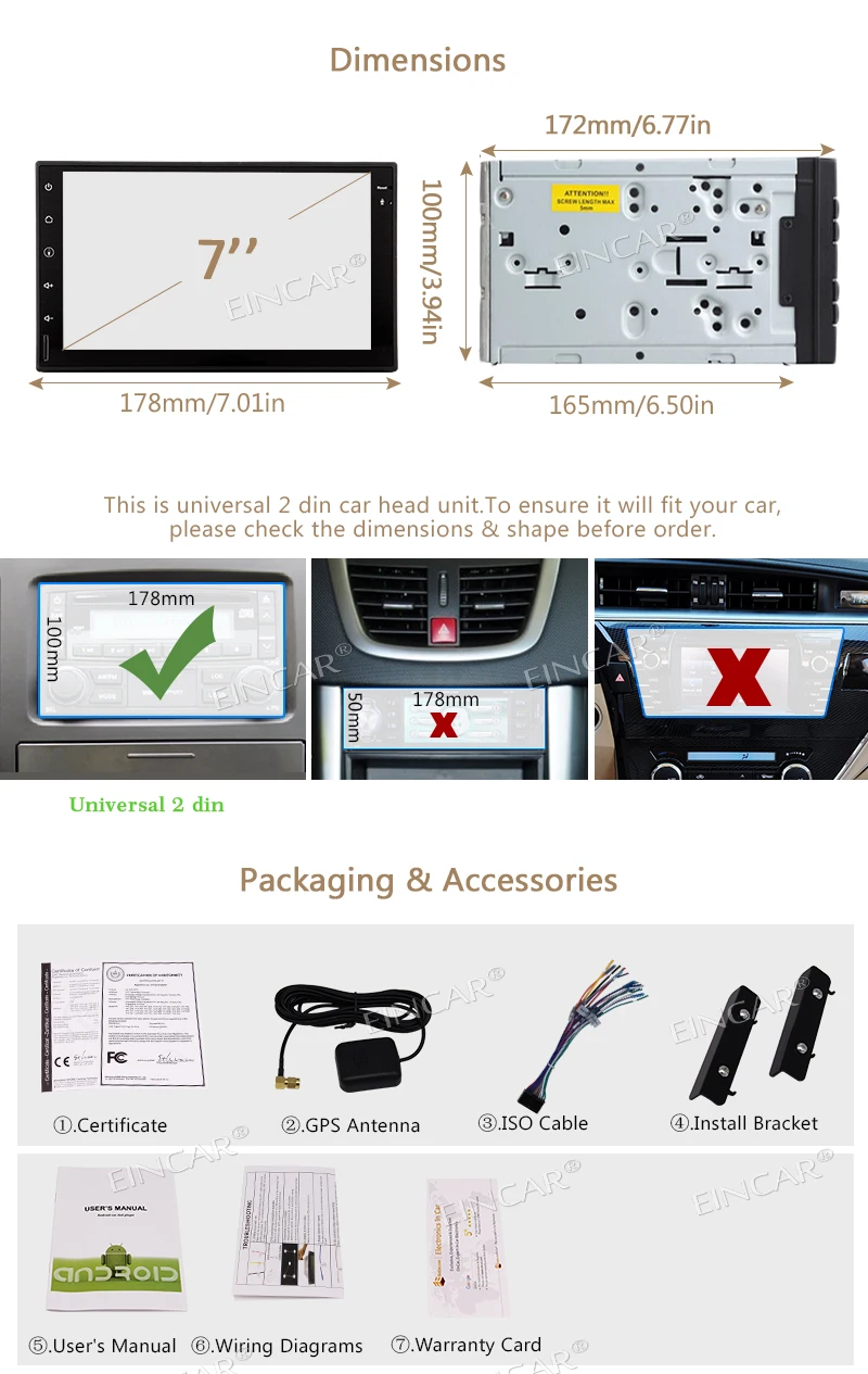 Cheap Developed Android 7.1 OS OCTA Core 7 inch in Dash 2Din Car Stereo Head Unit Deck GPS Navigation Car Stereo 1024*600 Touch Screen 7