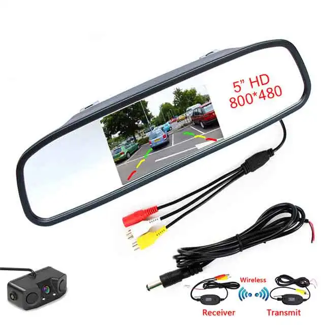 5 дюймов HD зеркало заднего вида для салона автомобиля 2CH видео вход высокое разрешение 800*480 DC 12V угол автомобиля зеркало заднего вида монитор - Цвет: PZ451 ALL
