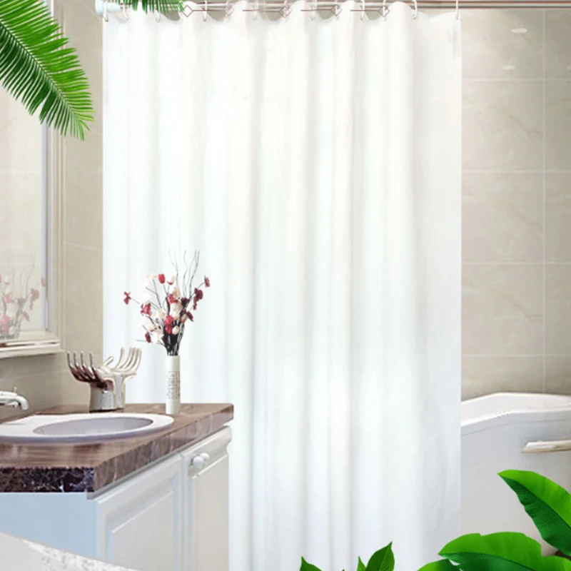 

Polyester Fabric Shower Curtain Peva Bathroom Shower Curtain Thick Waterproof Mildew Shower Solid Color Eco-Friendly Curtain