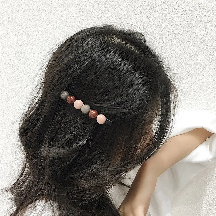

M MISM Candy Color Hair Clips For Women Girls Multicolor Beads Colorful Hair Accessories Female Elegant Sweet Hairpins Jewelry