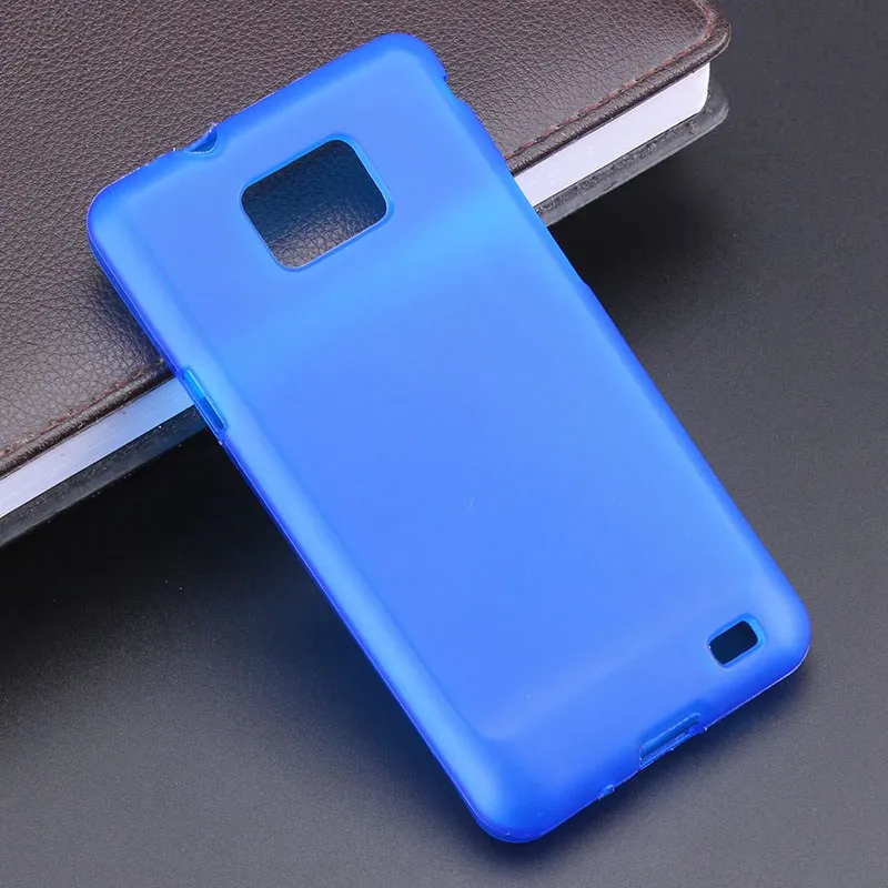 Черный гелевый ТПУ тонкий мягкий анти Лыжный чехол задняя крышка для samsung Galaxy S2 i9100 4,3 дюймов телефон резиновая силиконовая сумка Coque Fundas - Цвет: Dark Blue