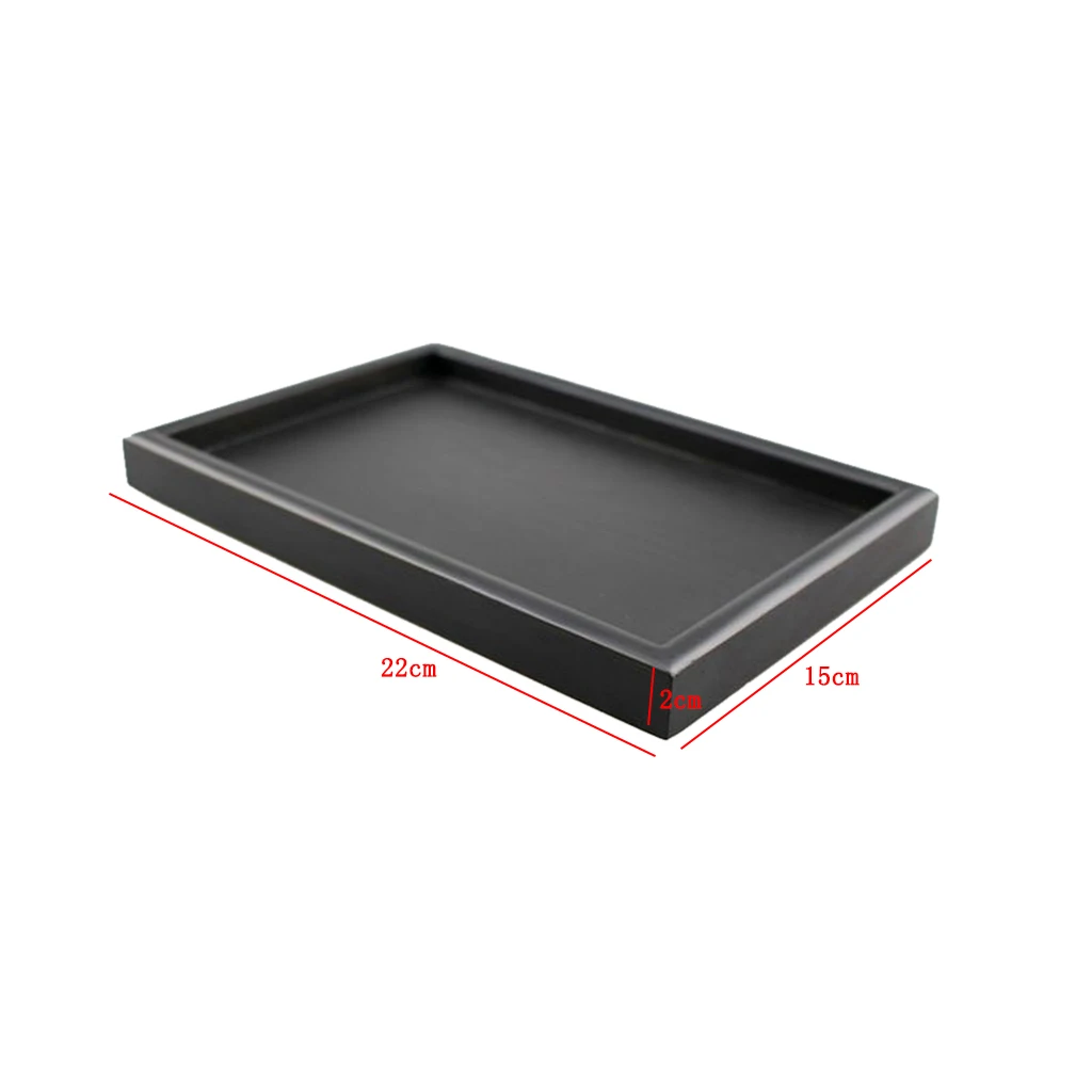 Natural Wood Serving Tray SPA Tea Food Server Dishes Platter Black Plate-XS