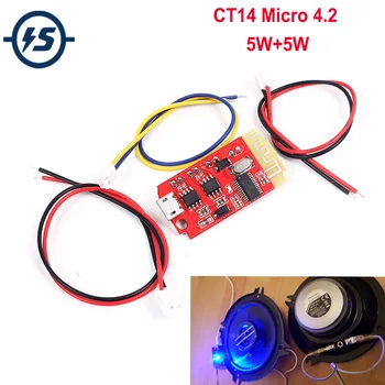 

Stereo Bluetooth Board CT14 Micro 4.2 Power Amplifier Module 5VF 5W+5W Mini with Charging Port for Refitting Idle Sound Box