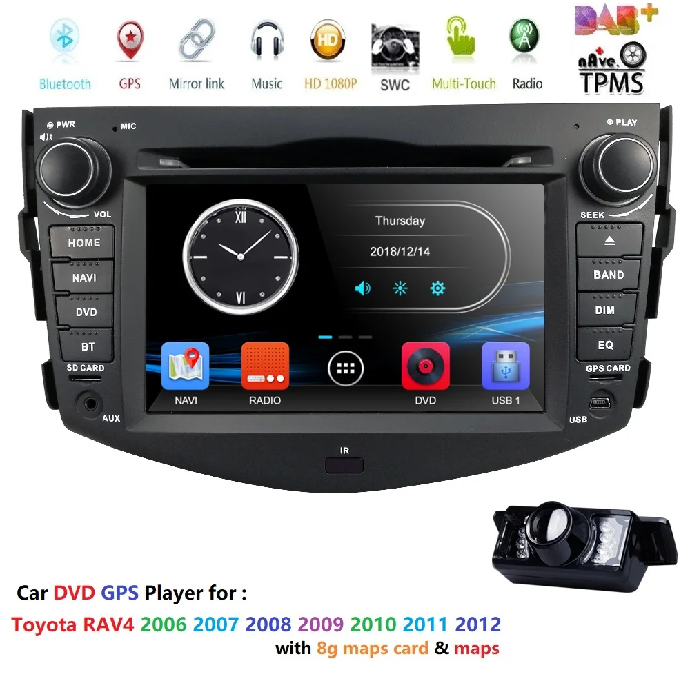 

Hipzo 7" Car Radio GPS Car DVD Player Head Unit Stereo For Toyota RAV 4 RAV4 2006-2012 CD BT TV Steering wheel control 2 din