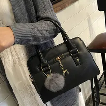 Модная женская сумка через плечо, сумочка с шариком для волос, однотонная винтажная квадратная сумка на молнии, сумка через плечо, сумка-мессенджер, женская сумка