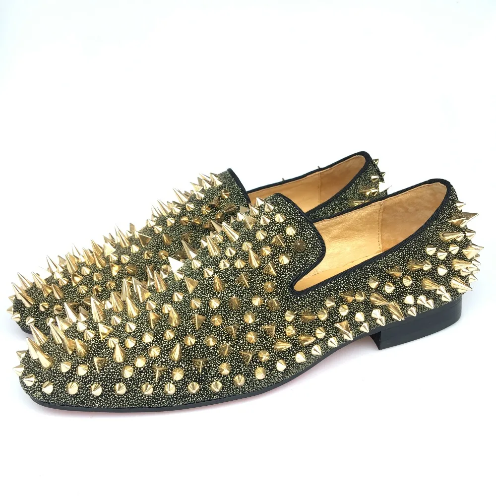 New-Fashion-Men-Party-and-Prom-Shoes-Leather-Loafers-with-Gold-Spikes ...