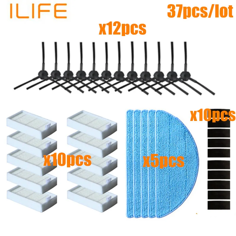 Боковая щетка+ hepa фильтр+ Швабра Ткань+ основной пылевой фильтр+ волшебная паста для ilife V50 V55 v5 v5s v5s pro x5 V3 V3s запчасти пылесоса - Цвет: 37p