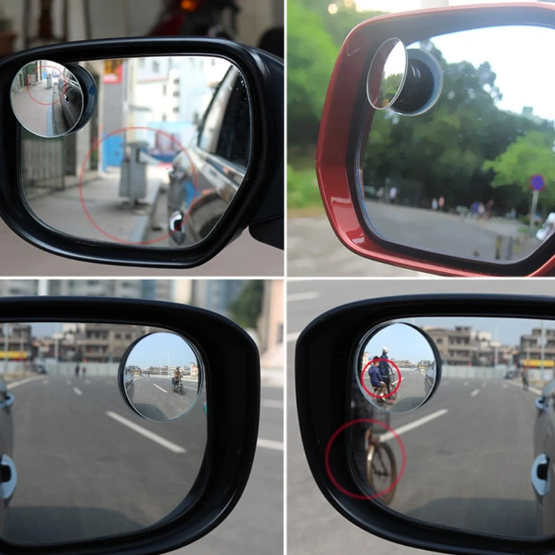

1 Pair Rotate 360 Degrees Wide Angle Convex Blind Spot Mirrors Frameless Ultrathin Rearview