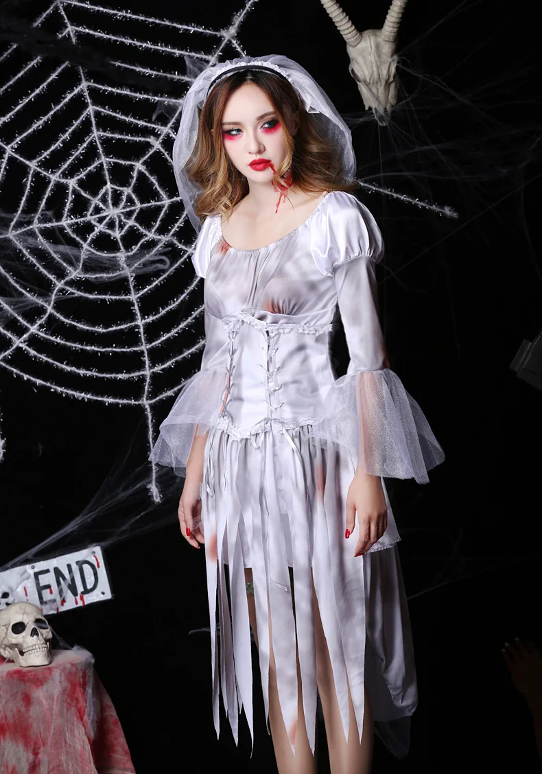 Костюм вампира для косплея на Хэллоуин, костюм для пары мертвых красавиц, костюм призрака невесты, костюм трупа, свадебные костюмы, платье призрака, костюм зомби для взрослых