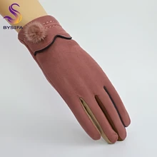 [BYSIFA] женские замшевые перчатки, зимние красочные варежки, перчатки плюс бархатные теплые норковые женские перчатки, верблюжий, серый, черный, темно-синий