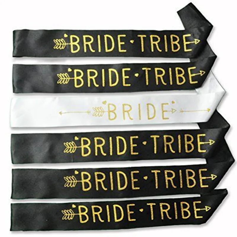 

6Pcs/Set Bride to Be Bride Tribe Sash Bachelorette hen Night Party Bridal Shower wedding Bridesmaid Decoration Favor Accessories