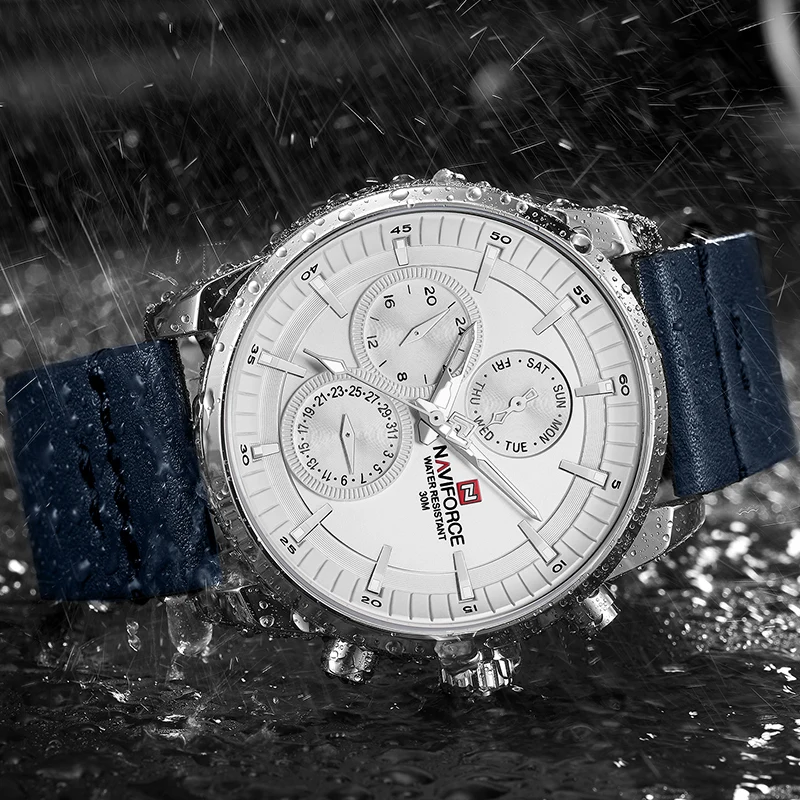 Goede 2019 mannen Horloge NAVIFORCE Mode Analoge Quartz Horloges Lederen Band Klok Waterdichte Sport Mannen Horloges Relogio Masculino