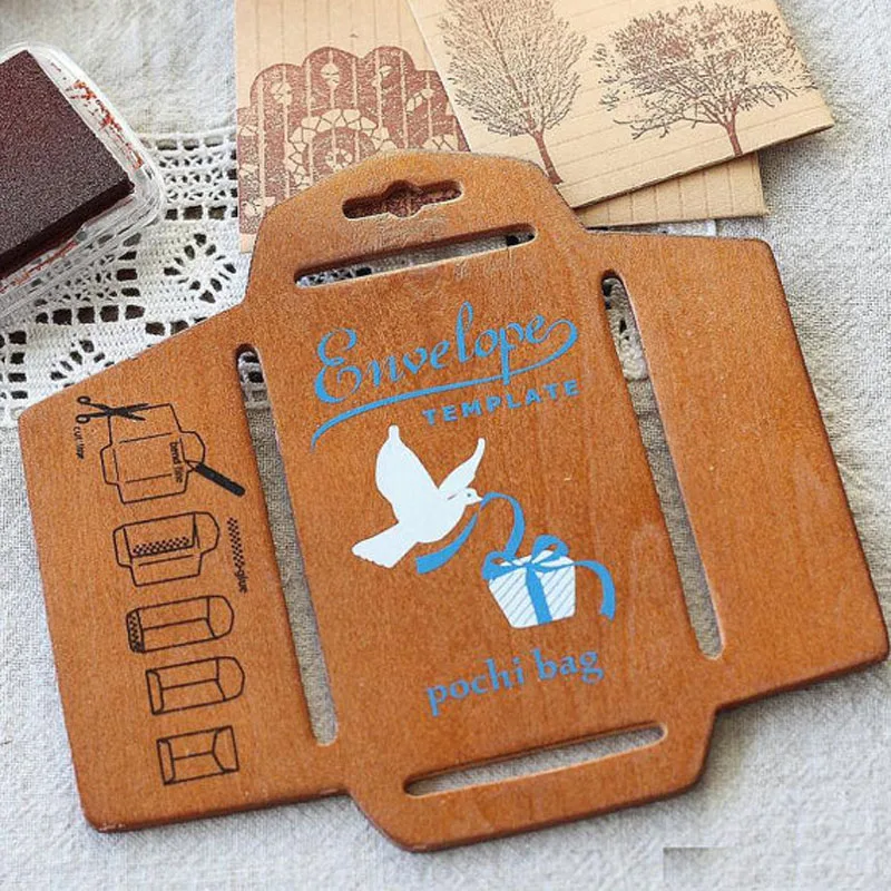 

Retro Zakka Craft DIY Envelope Template Creative Wooden Envelope Template Manual Stencil Mould Make Envenlope