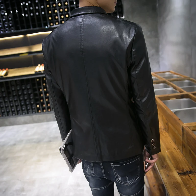 2019 Top Fashion Mens Slim Fit Faux Leather Jackets Spring Autumn Motorcycle PU leather Coat High Quality Blazers Formal Jacket