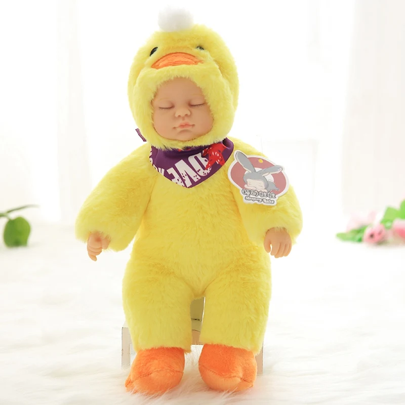 Милая мягкая плюшевая игрушка, имитация спящей куклы, Bjd, плюшевые силиконовые куклы, слон, чучело, игрушки для девочек, Реалистичная игрушка, подарок - Цвет: duck