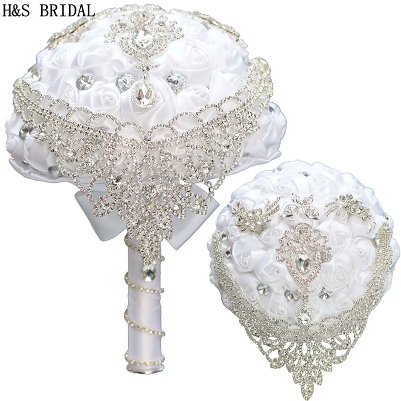 H & S свадебные белые кристаллы Корона Свадебные цветы Кристаллы Свадебные букеты Искусственные Свадебные букеты buque de noiva 2019
