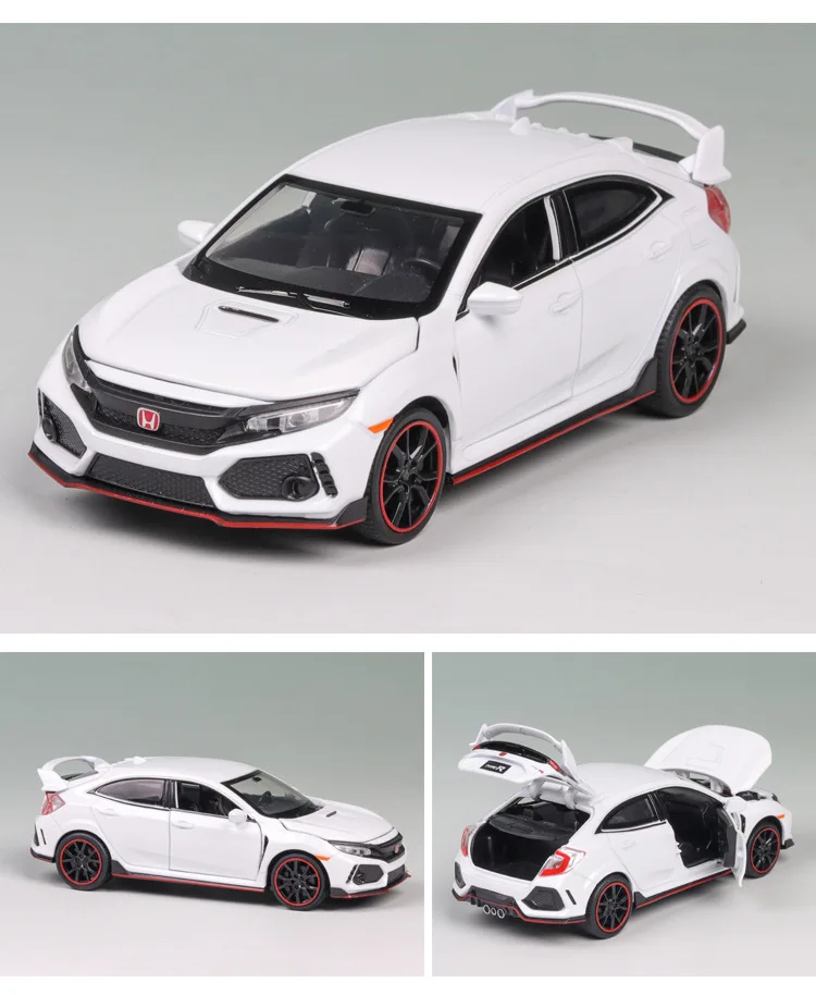 1:32 HONDA CIVIC TYPE-R игрушечный автомобиль металлическая игрушка Diecasts& Toy транспортные средства модель автомобиля звук свет Высокая Игрушечная машина игрушки для детей