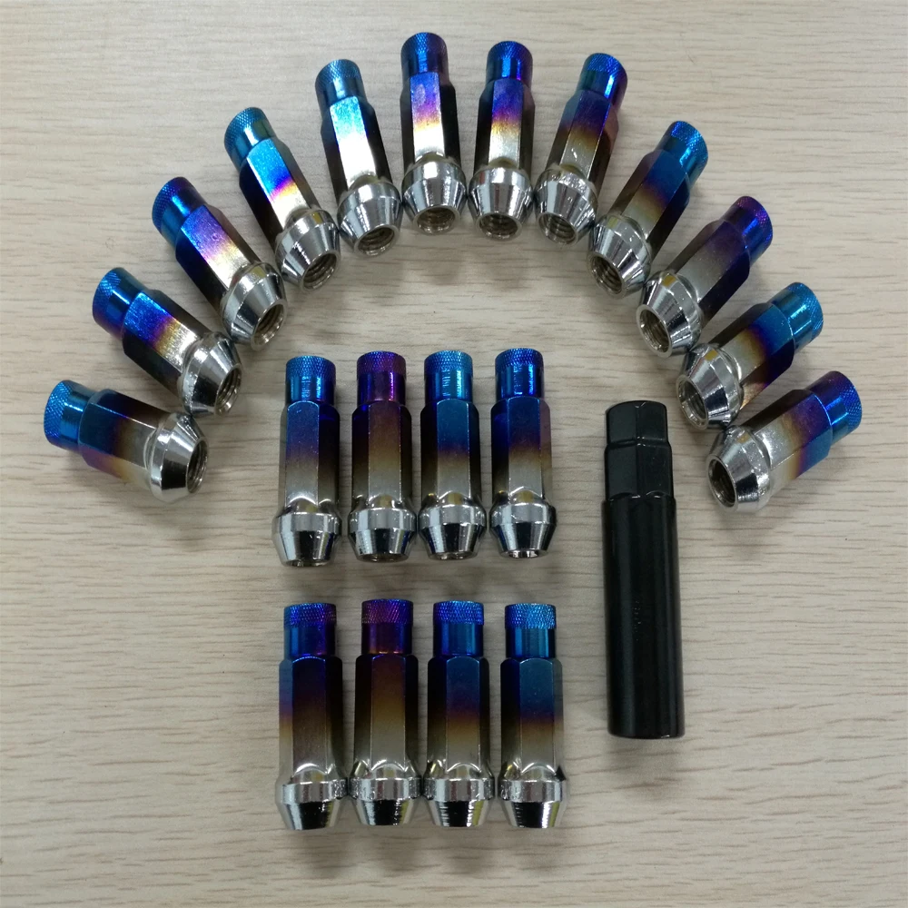 Wheel Lug Nuts Steel Open Extend Dust Cap 20x Neo Titanium Blue for Suzuki Swift+ X-90 Sidekick Samurai Verona XL-7 2002-2006